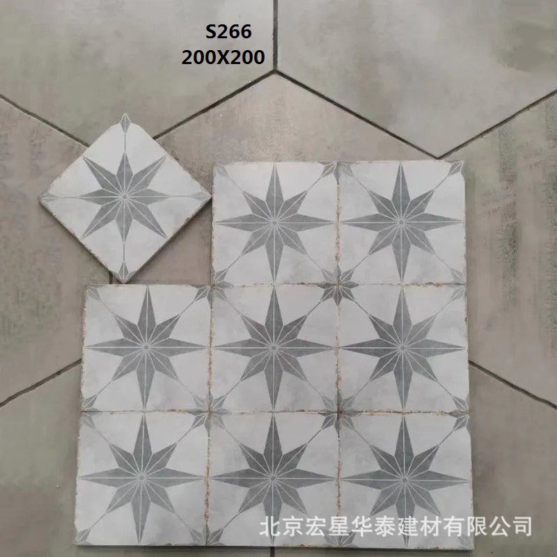 欧式现代背景墙花砖黑白瓷砖彩色艺术花片瓷砖水泥地板砖200x200
